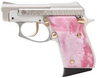 Taurus PT22 22 Long Rifle Pistol Nickel Gold Highlight Pink Pearl Grip 1220035PPG